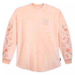Walt Disney World Spirit Jersey Adult Medium Peach Velour Floral Embroidered